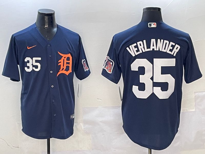 Men Detroit Tigers 35 Verlander Drak Blue Game 2025 Nike MLB Jersey style 3112